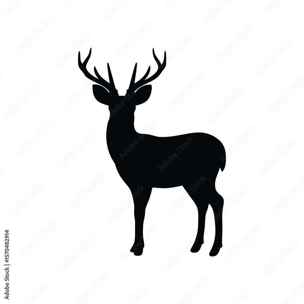 Fototapeta premium Deer Silhouette Isolated on White Background