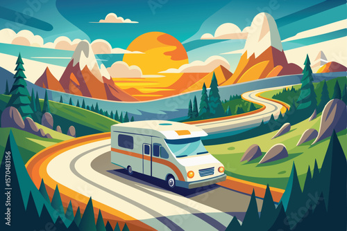 Scenic Mountain Road Trip Campervan Adventure