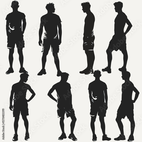 silhouettes of a men posing 