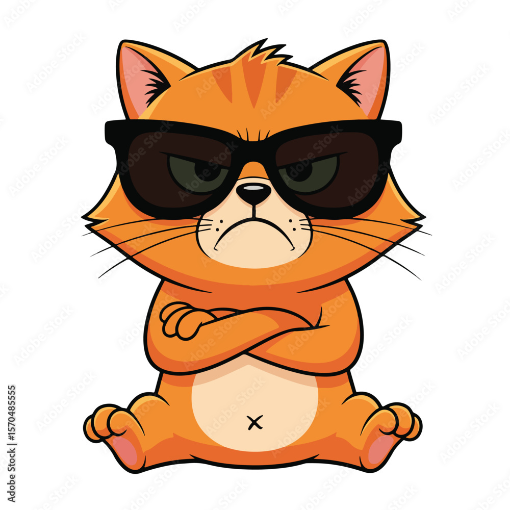 Obraz premium Angry Cool Cat Wearing Sunglasses