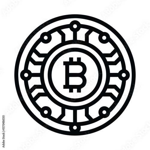 Bitcoin Icon Outline Vector Illustration
