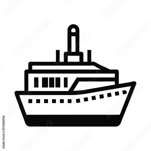 Icebreaker Ship Icon Outline Vector Illustration