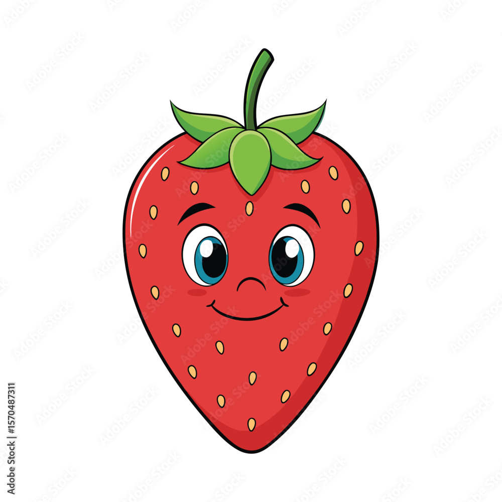 Obraz premium Strawberry illustration, cute cartoon strawberry