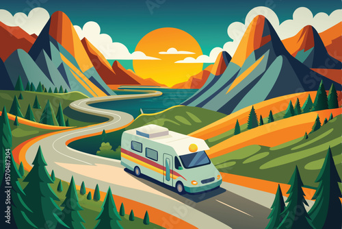 Scenic Mountain Road Trip Campervan Adventure