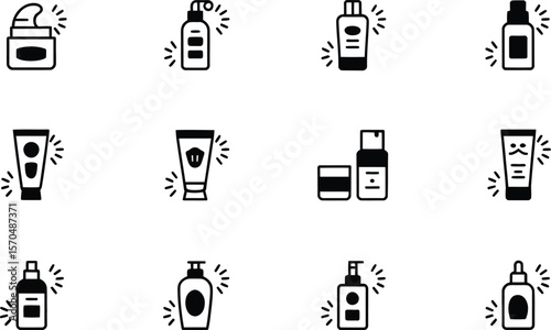 Twelve Black and White Cosmetic Product Icons products