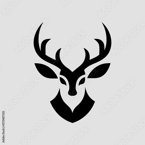 Single color deer head silhouette icon for nature-based use