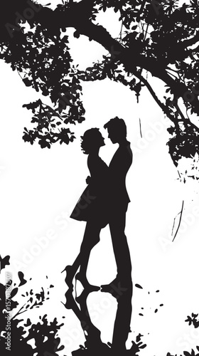 Silhouettes of a two lovers
