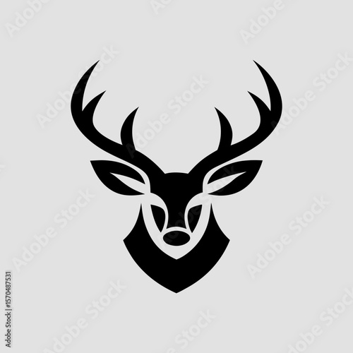 Single color deer head silhouette icon for nature-based use