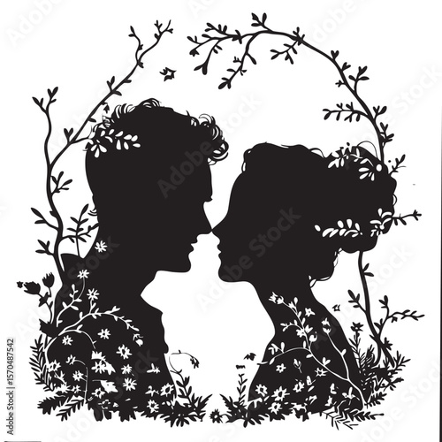 Silhouettes of a two lovers