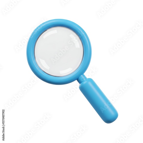 A blue magnifying glass isolated on white background