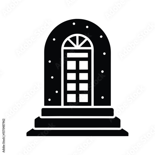 Snowy Doorstep Stencil Beautiful Elements Vector Illustration