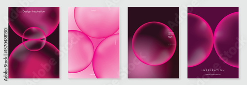 Modern gradient poster on dark background vector set. Cover template with vibrant perspective geometric shapes different. Modern Design for wall art, flyers, brochures, covers and web banners.