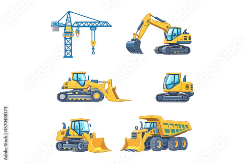construction equipment isolated on white