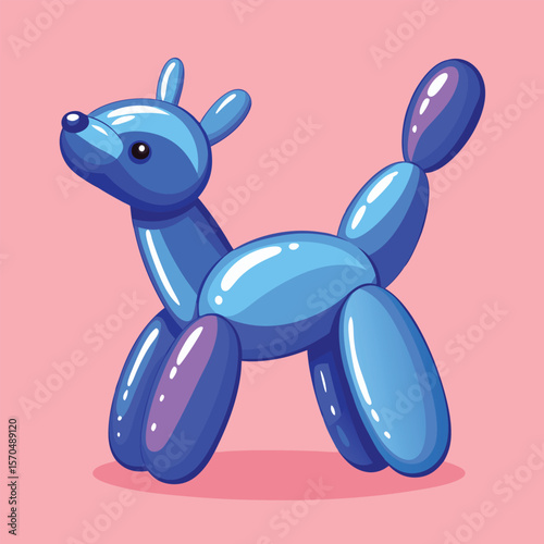 Cute blue balloon dog animal silhouette on a pink background