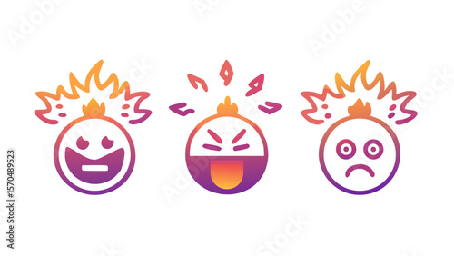 Explosive emoji symbols representing danger and surprise