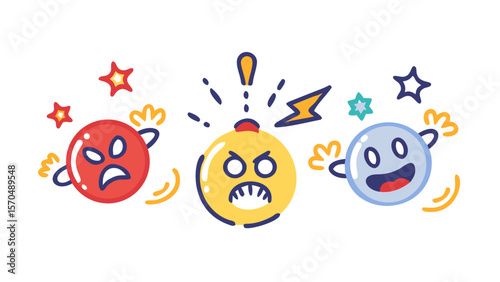 Explosive emoji symbols representing danger and surprise