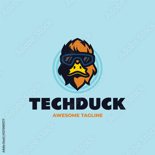 Mascot Tech Duck Logo Design