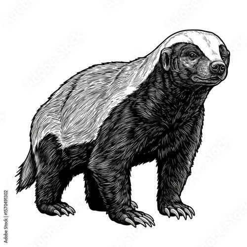 Honey Badger Illustration Isolated Transparent Background, Mammal Wildlife
