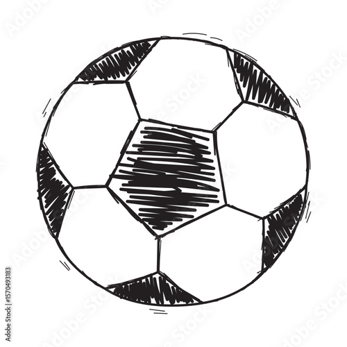 Hand-drawn soccer ball illustration on transparent background.