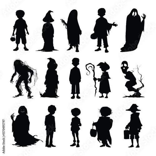 boo silhouette set, Black & White silhouette set