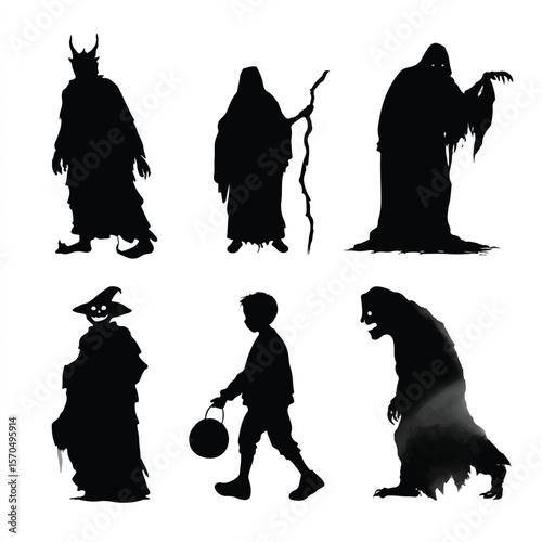 boo silhouette set, Black & White silhouette set
