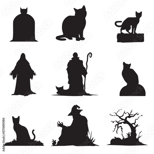 boo silhouette set, Black & White silhouette set