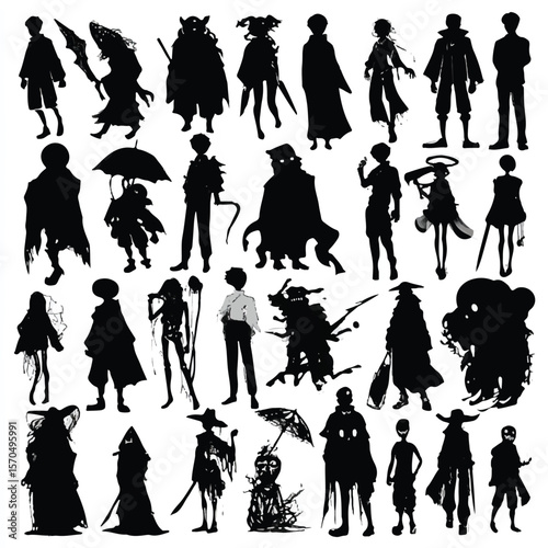 boo silhouette set, Black & White silhouette set