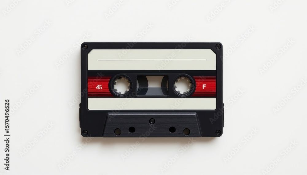 Fototapeta premium a single cassette tape player, isolated on a pure white background, ultra high resolution, clean product studio lighting, shadowless, no text, no logo, no label, no brand, no reflection