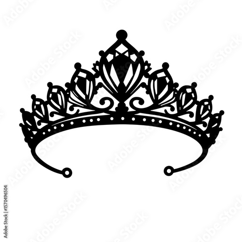 Elegant diamond tiara silhouette with intricate design elements  
