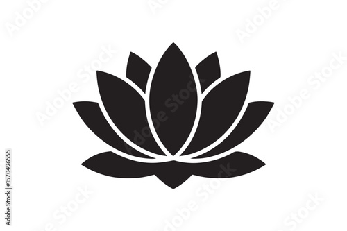 Lotus silhouette on white background.01