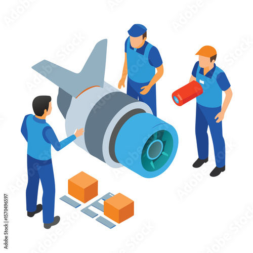 Aircraft Engineer Planning With Mechanic In Hangar