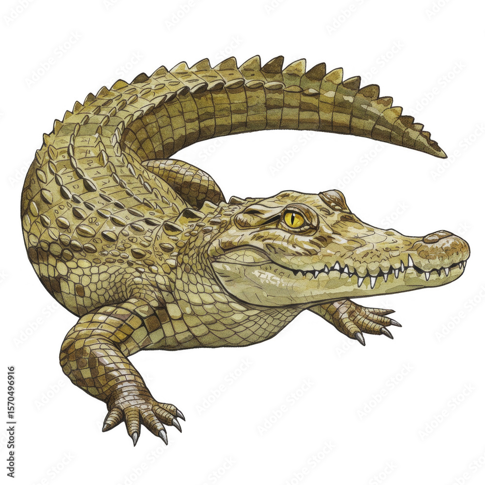 Naklejka premium Illustration Detailed Crocodile a Big Reptile Wild Predator Animal