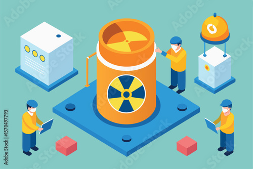 Engineers Installing Micro Nuclear Reactor For Industrial Use