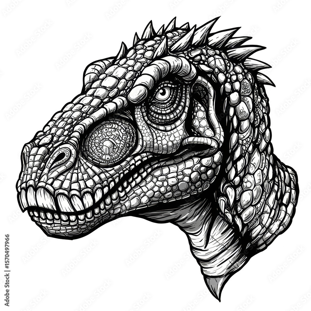 Naklejka premium Illustration of Angry Dinosaur Predator Reptile Monster Head Isolated