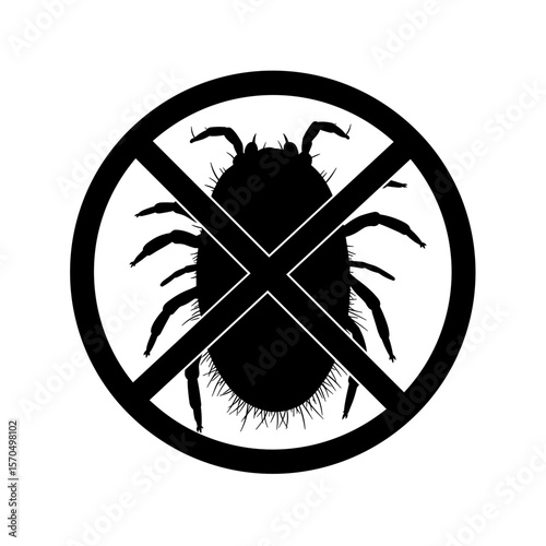 No dust mites symbol with crossed-out pest silhouette  