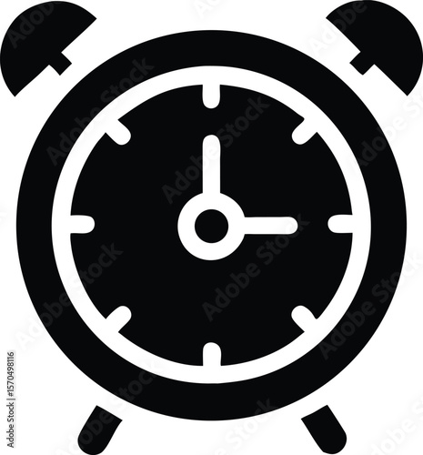 Alarm clock icon silhouette black and white
