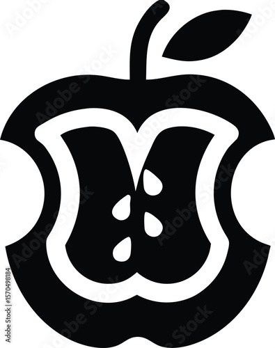 Apple core silhouette vector illustration icon graphic