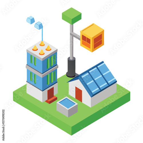 Hydrogen Energy Power Plant Representing Green Ecology Concept