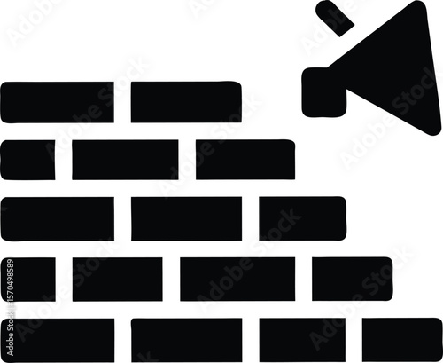 Brick wall construction icon illustration