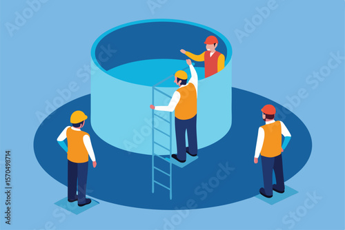 Industrial Workers Conducting Safety Inspection Before Operation