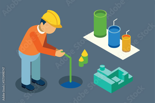 Inspector Testing Waste Water Quality From Industrial Facility