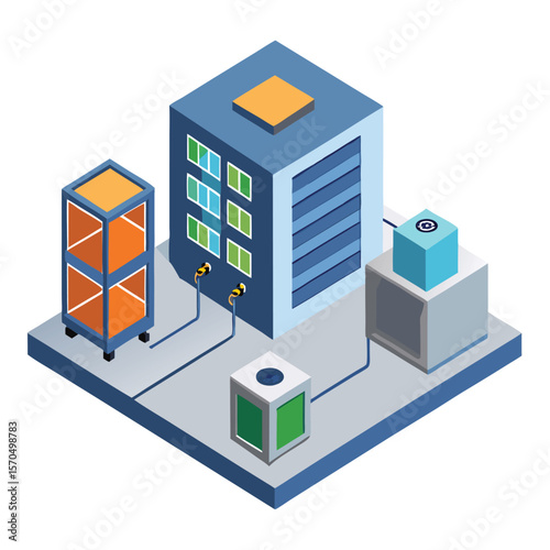 Isometric Data Center Server Room Infrastructure With Equipment
