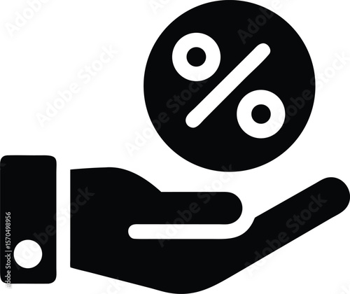 Hand holding percent sign symbol