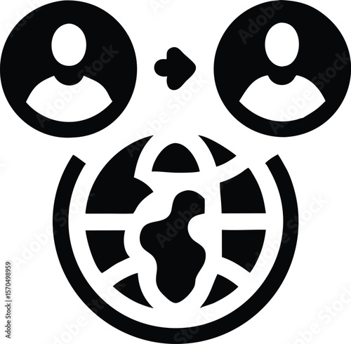 Global teamwork and communication icon