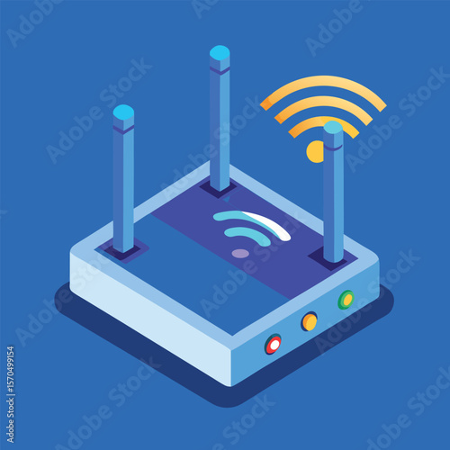 Isometric Wireless Wifi Router With Dual Antennas Design