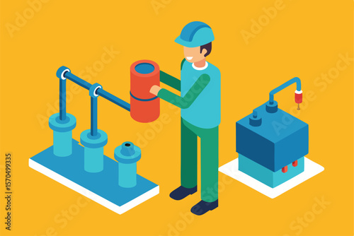 Maintenance Technician Working With Industrial Water Systems