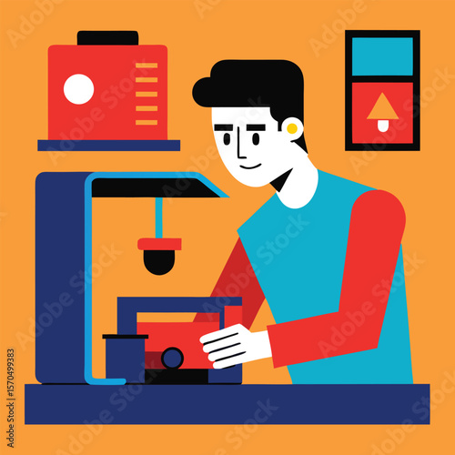 Man Using Desktop 3D Printer At Home To Develop Prototypes