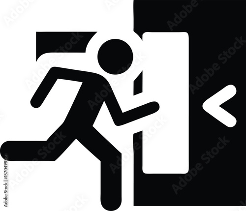 Running man approaching emergency exit door