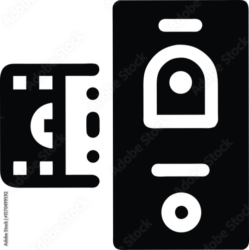 Saving data filmstrip conceptual icon design