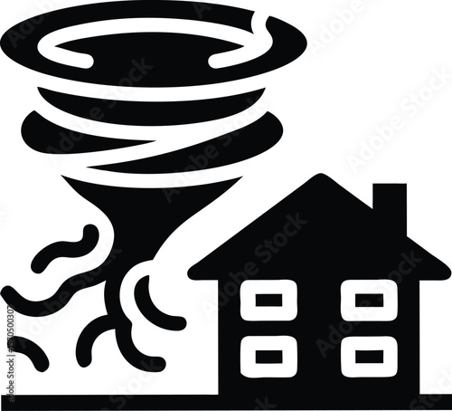 Tornado icon. house hazard vector